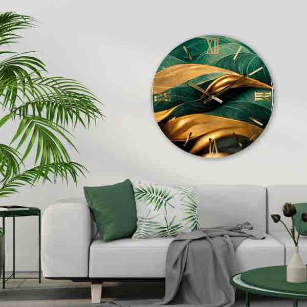 Orologio Foglie verde Oro
