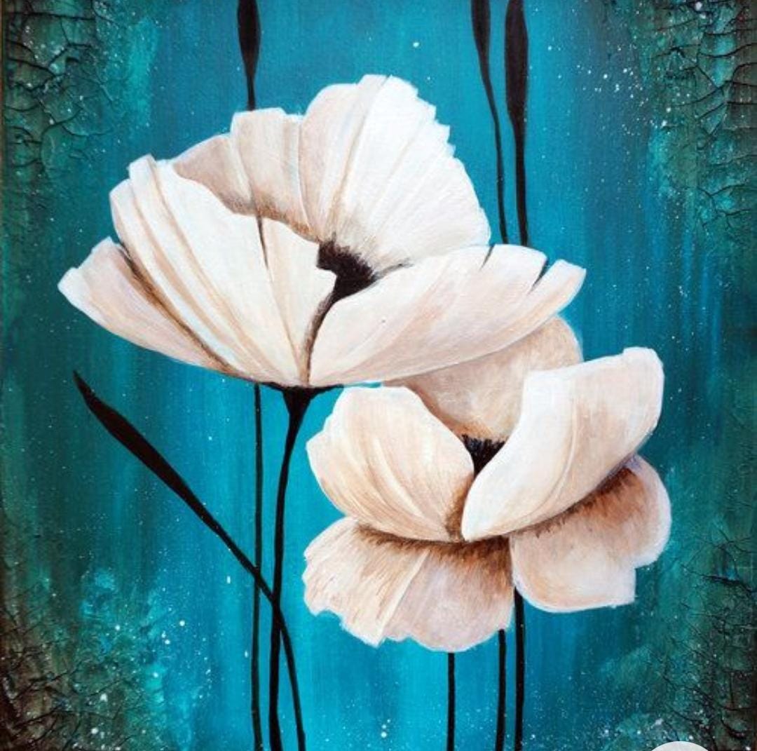 Quadri dipinti a mano - Moonlight Flowers(10)