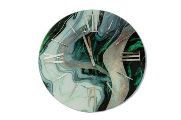 orologio in vetro effetto lampada liquida
