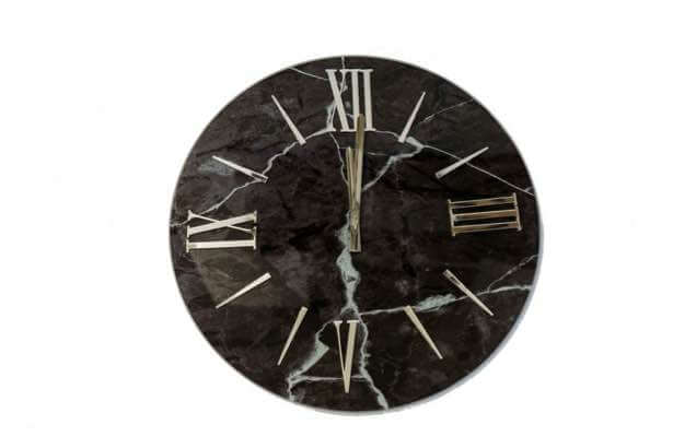 orologio in vetro effetto marmo lancette silver