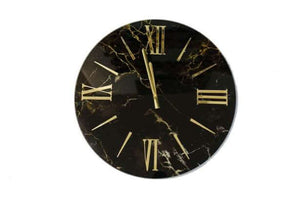 orologio in vetro effetto marmo nero lancette oro