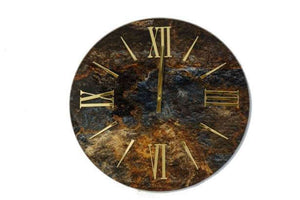 orologio in vetro effetto marmo oro-nero