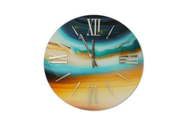 orologio in vetro effetto pianeta lancette silver