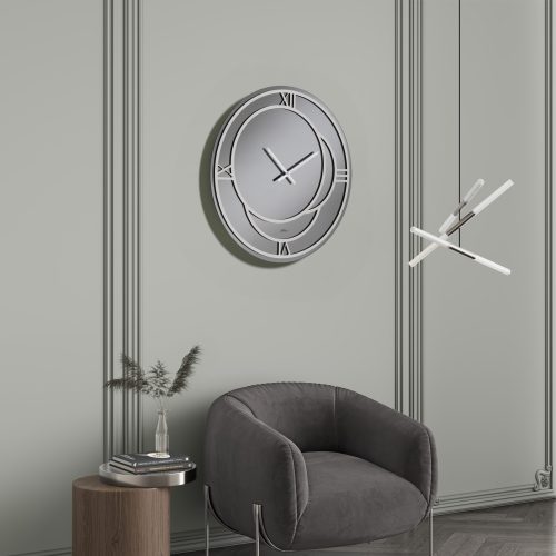 OROLOGIO DA PARETE ECLISSI IN SPECCHIO E LEGNO DECORATO