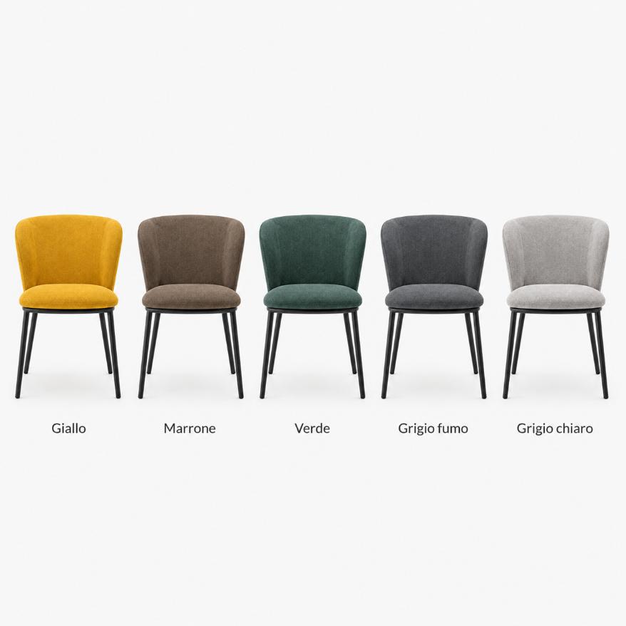 Sedia Evissa imbottita in tessuto con gambe in metallo FCS DESIGN8