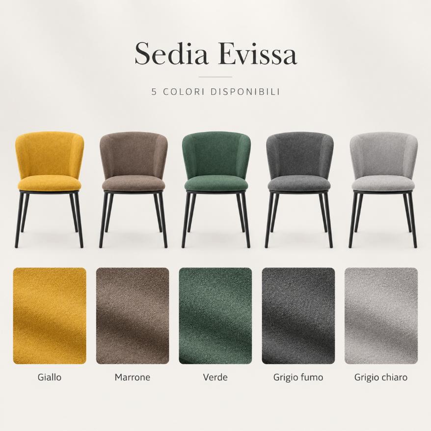 Sedia Evissa imbottita in tessuto con gambe in metallo FCS DESIGN9
