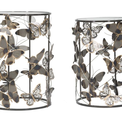 TAVOLINETTI FARFALLE COPPIA CM 41,3X55-35X50,3