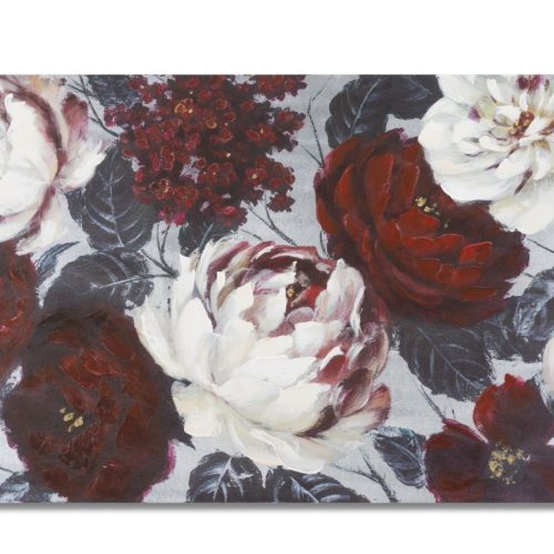 DIPINTO SU TELA WHITE/RED FLOWER DARKBACK CM 120X3,7X60