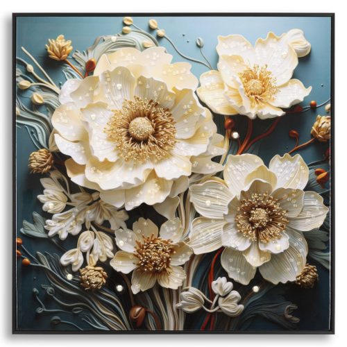 DIPINTO SU TELA LACCATO NARCY -B- C/CORNICE CM 82X4X82