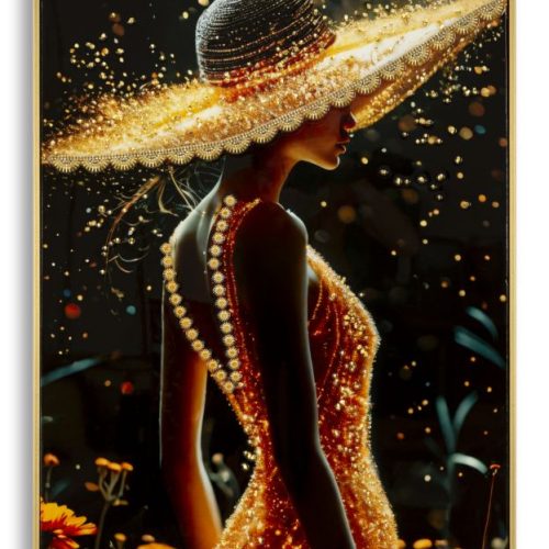 STAMPA DECORATA SU TELA LACCATA C/CORNICE ILLUMY -A- CM 62X3,5X92