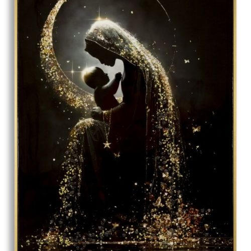 STAMPA DECORATA SU TELA LACCATA C/CORNICE MATERNITY -A- CM 60X3,5X90