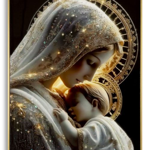 STAMPA DECORATA SU TELA LACCATA C/CORNICE MATERNITY -C- CM 60X3,5X90