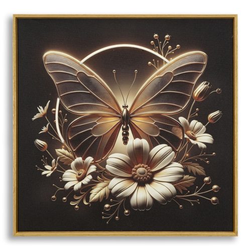 STAMPA C/LED SU TELA LACCATA C/CORNICE BUTTERFLY CM 50X4X50 ALIMENTAZIONE USB