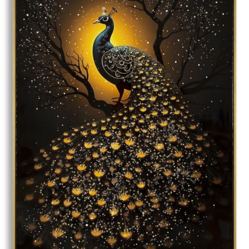 STAMPA DECORATA SU TELA LACCATA C/CORNICE PEACOCK CM 70X4
X100