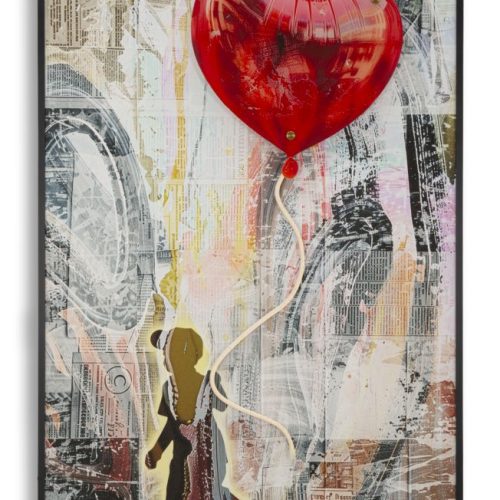 STAMPA C/LED SU TELA HEART CM 60X3,5X90 (APPLICAZIONE 3D ACRILICO)