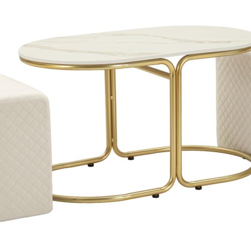 TAVOLO DA CAFFE' C/2 PUFF RELAX CM 79X45X44-42X37X37